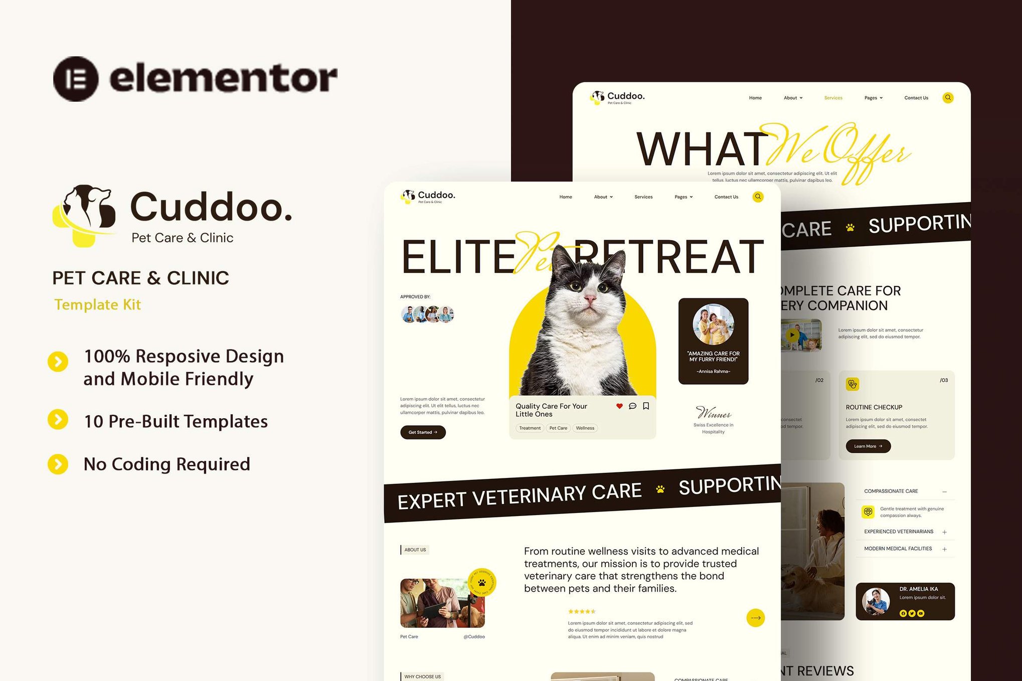 Cuddoo – Pet Care & Clinic Elementor Template Kit
