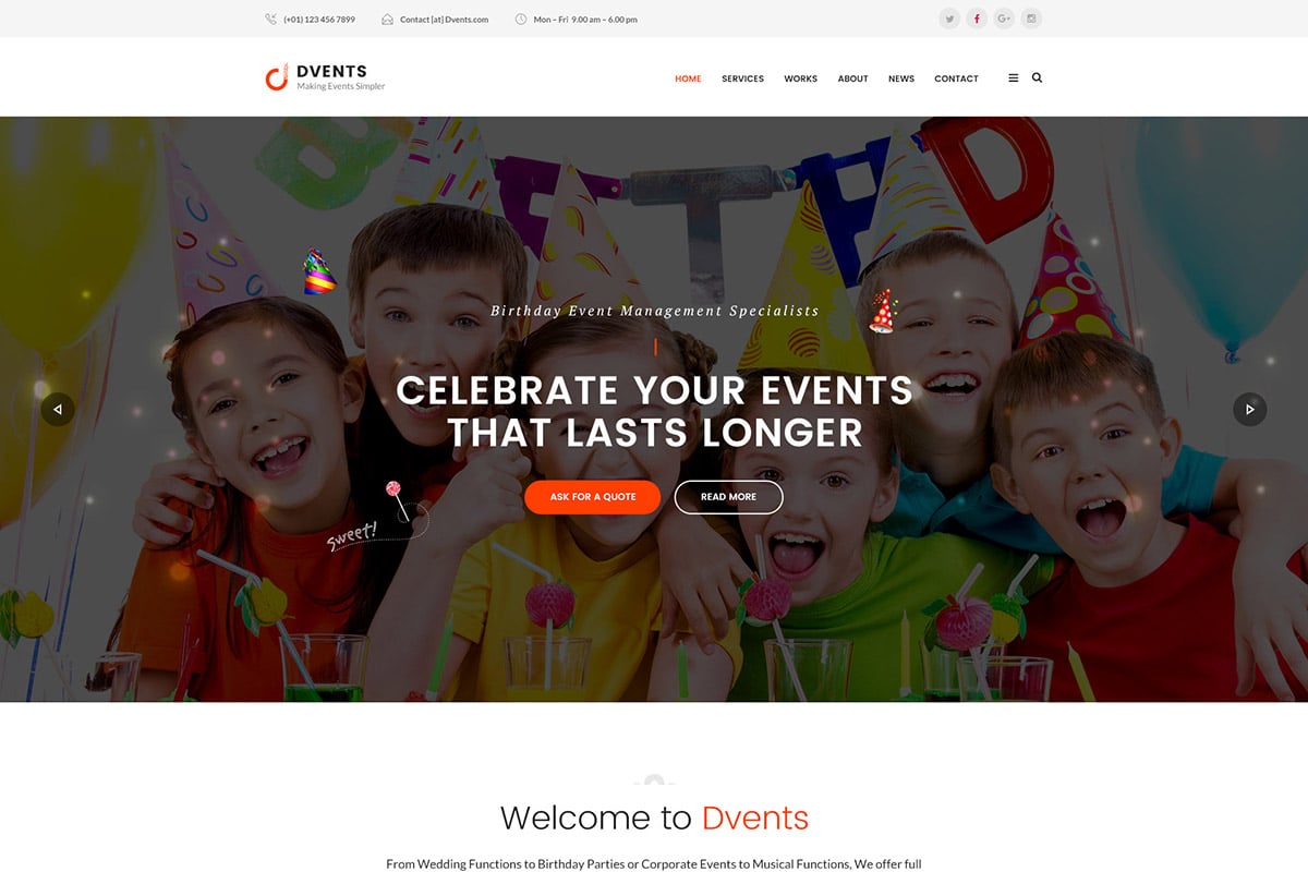 DVENTS – Events HTML Template