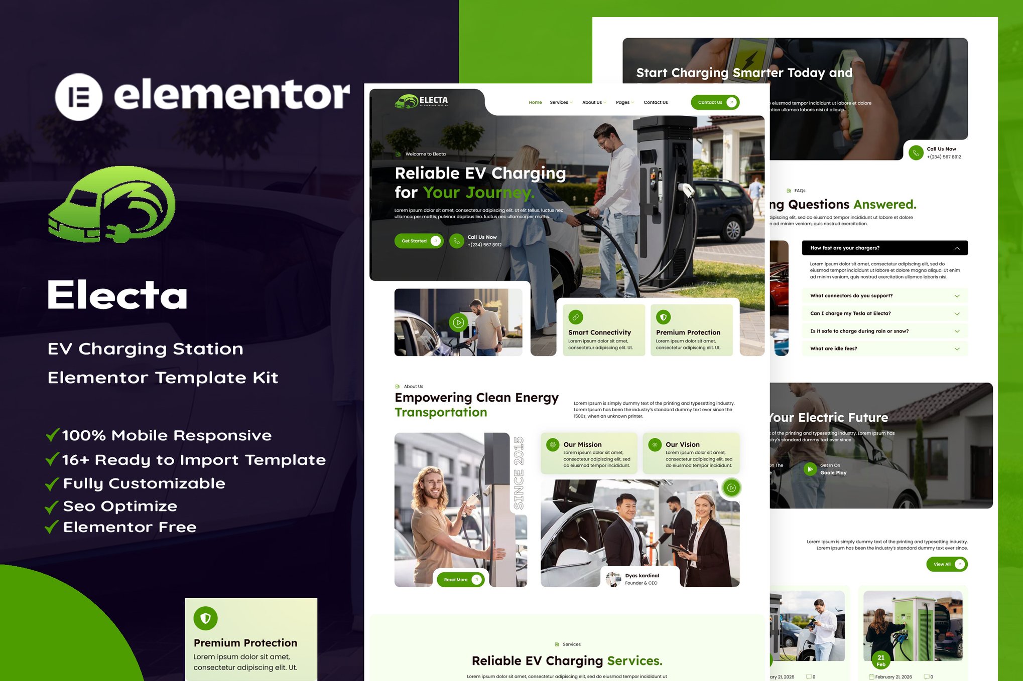 Electa – EV Charging Station Elementor Template Kit