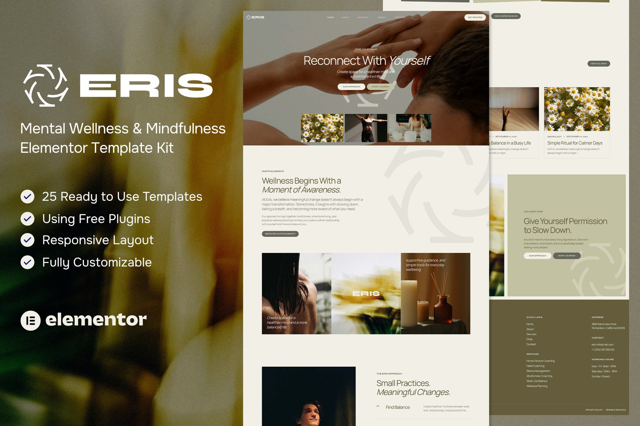Eris — Mental Wellness & Mindfulness Elementor Template Kit
