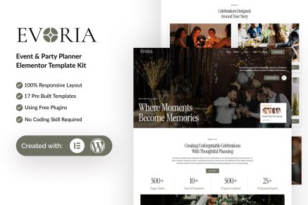Evoria – Event & Party Planner Elementor Template Kit