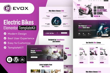 Evox – Electric Bikes Elementor Template Kit
