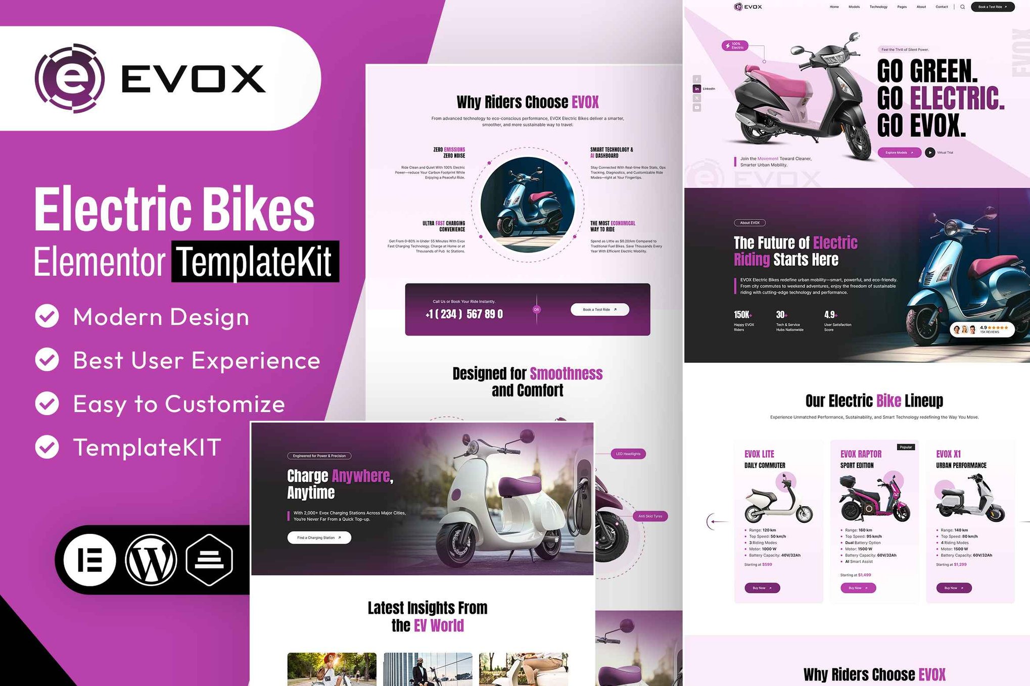 Evox – Electric Bikes Elementor Template Kit