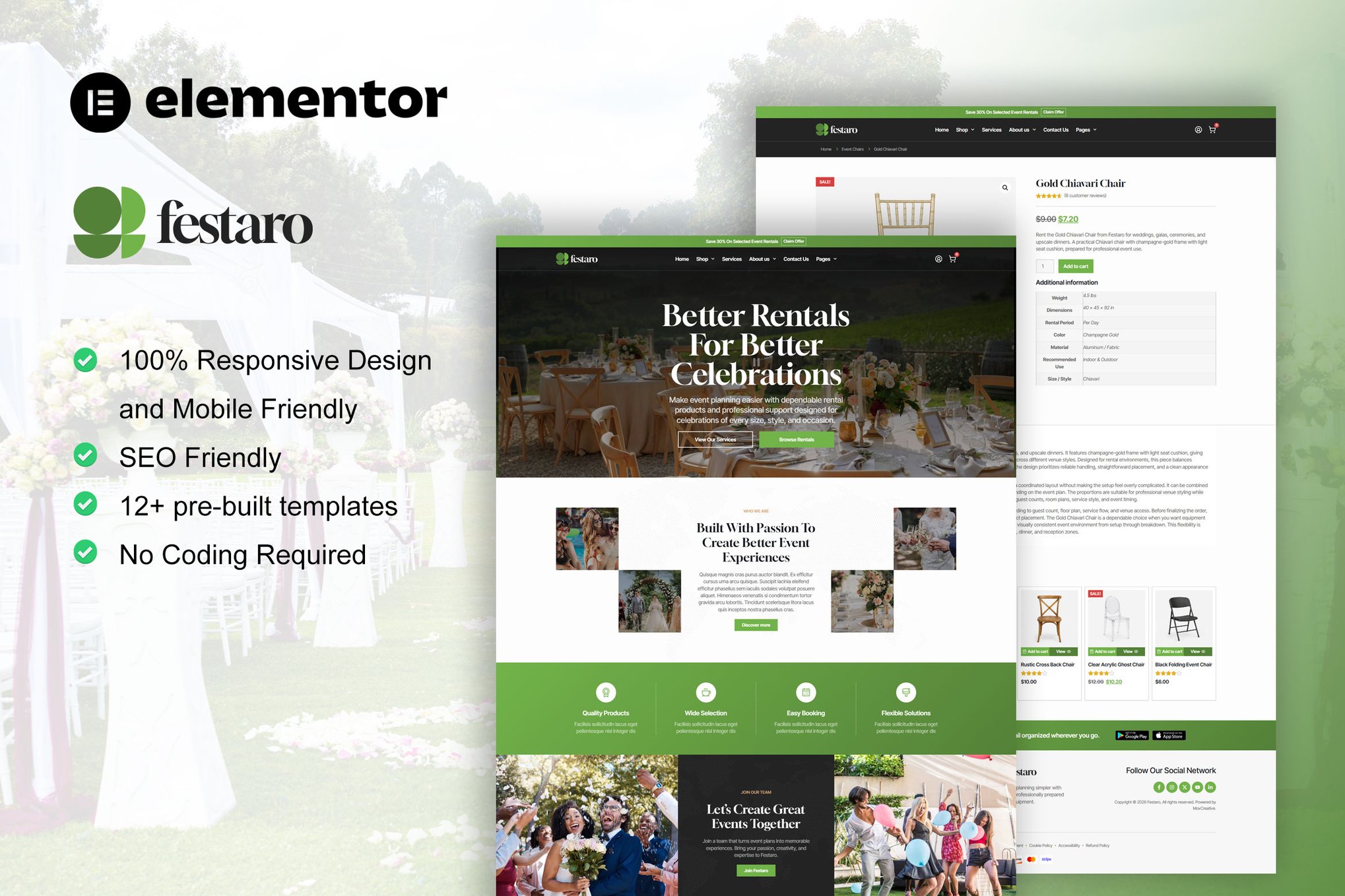 Festaro – Party & Event Equipment Rental Elementor Pro Template Kit
