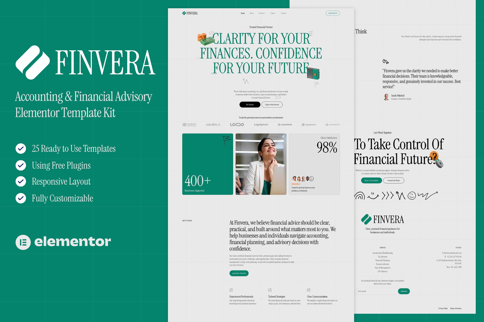 Finvera — Accounting & Financial Advisory Elementor Template Kit