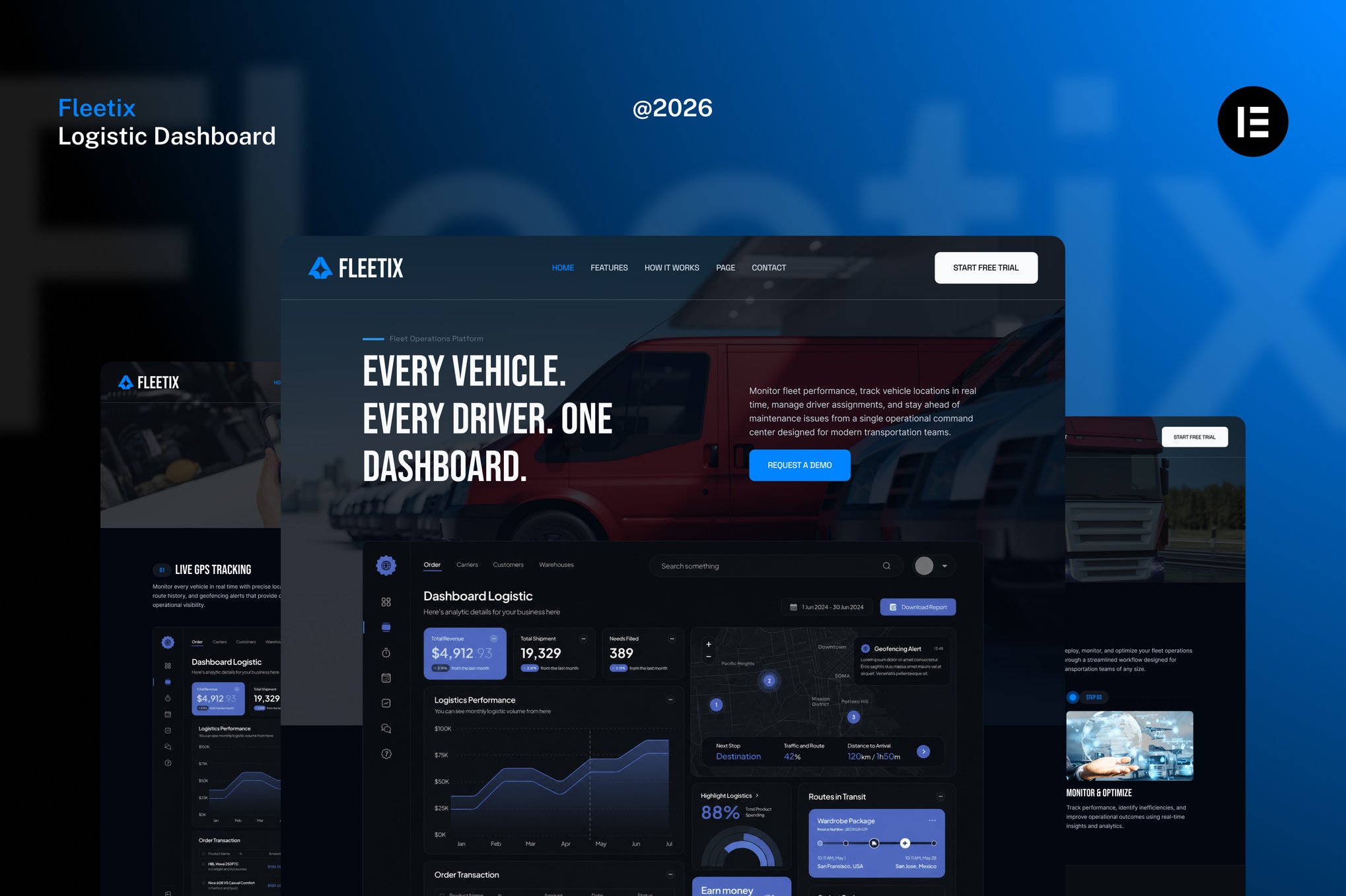 Fleetix – Fleet & Vehicle Operations Management Website Elementor Kit