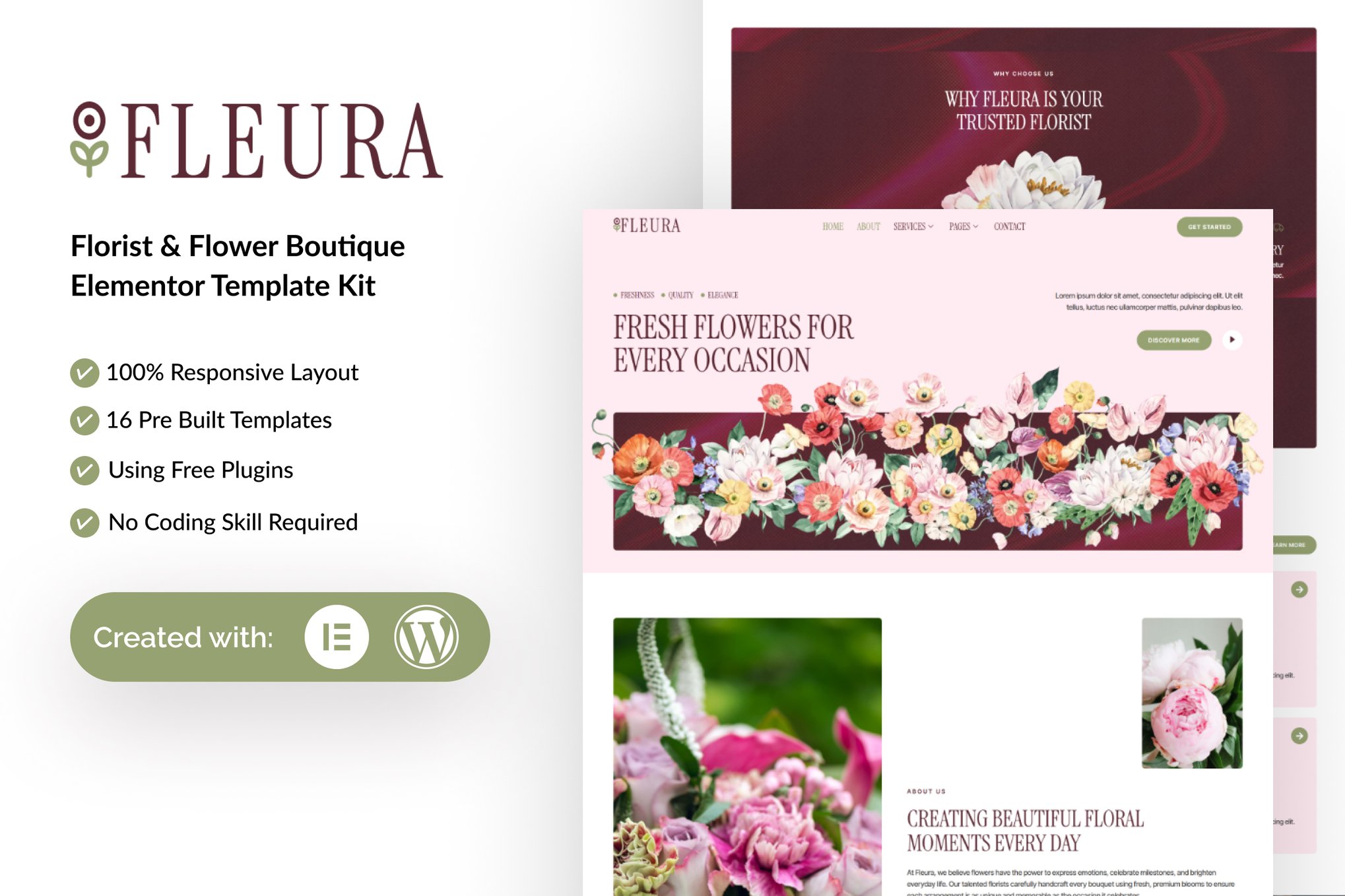 Fleura – Florist & Flower Boutique Elementor Template Kit