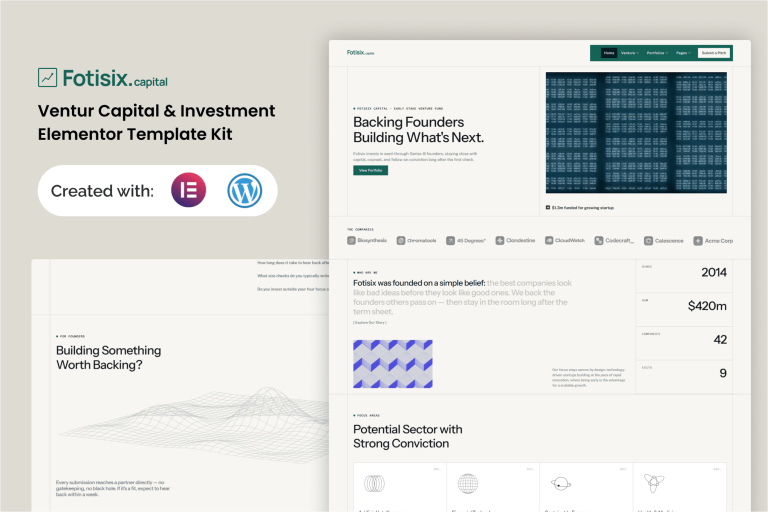 Fotisix – Venture Capital & Investment Elementor Template Kit