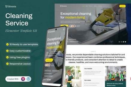 Glossia – Cleaning Service Elementor Template Kit
