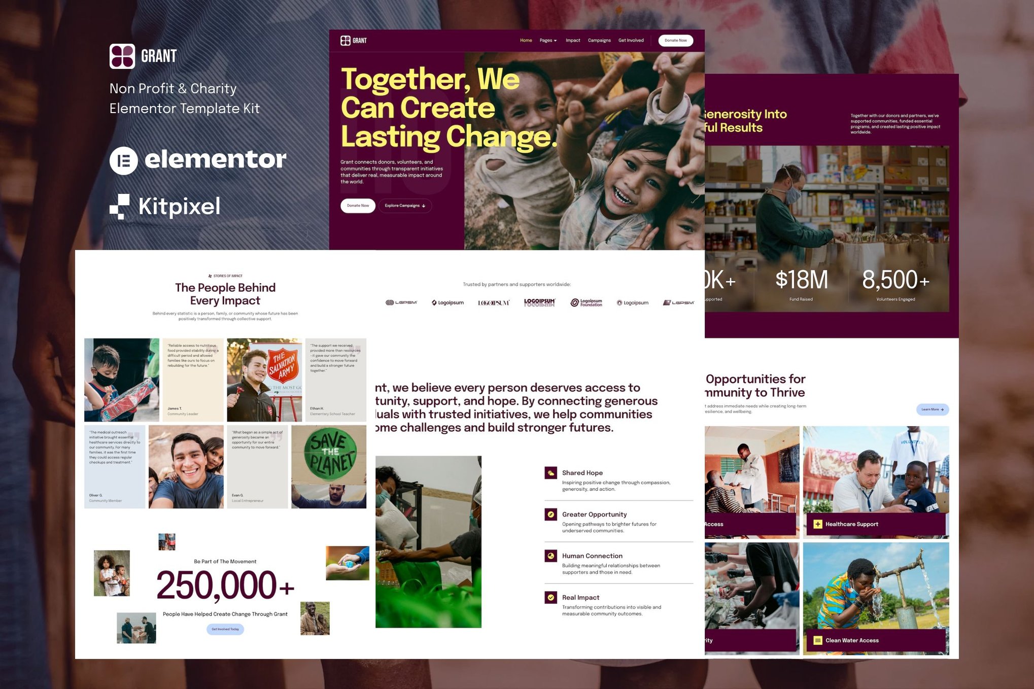 Grant – Non-Profit & Charity Elementor Template Kit