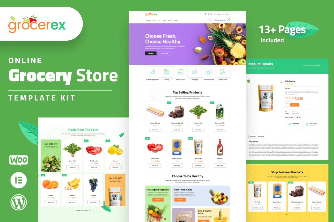 Grocerex – Grocery Store Elementor Pro Template Kit