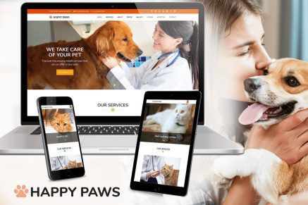Happy Paws – Pet Responsive One Page HTML