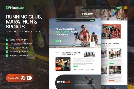 Hardrunz – Running Club, Marathon & Sports Elementor Template Kit