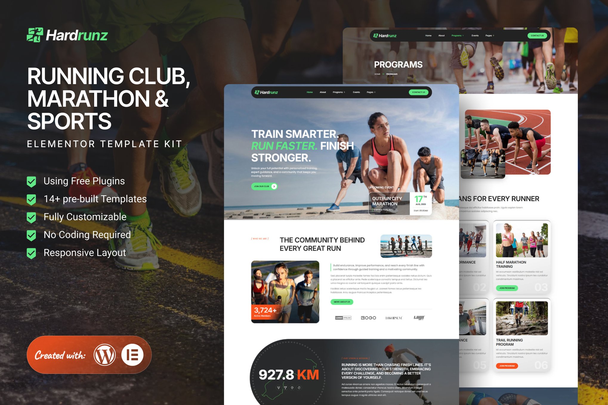 Hardrunz – Running Club, Marathon & Sports Elementor Template Kit