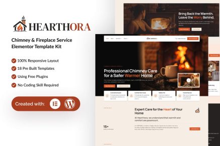 Hearthora – Chimney & Fireplace Services Elementor Template Kit