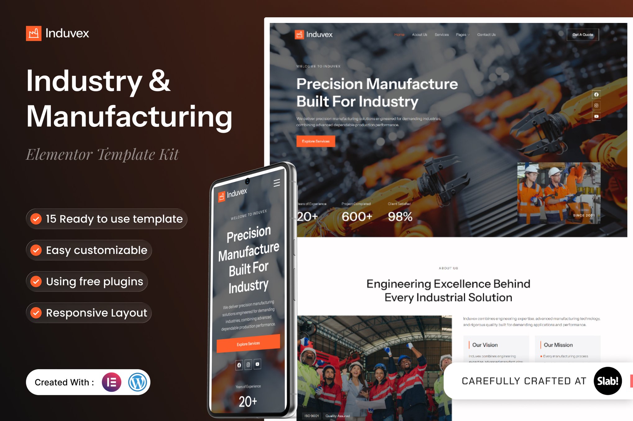 Induvex – Industry & Manufacturing Elementor Template Kit