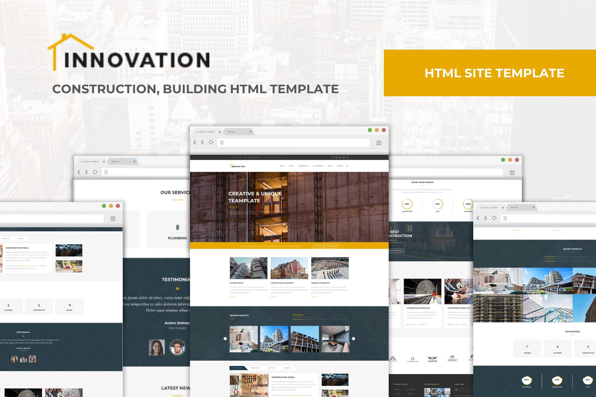 Innovation – Construction, Building HTML Template