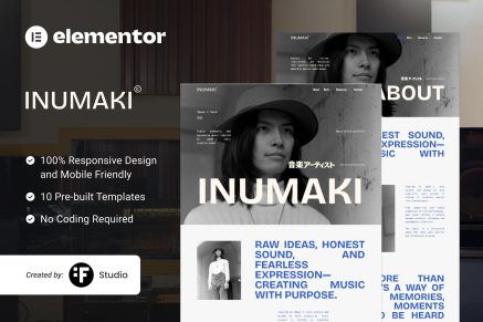 Inumaki – Music Artist Portfolio Elementor Template Kit