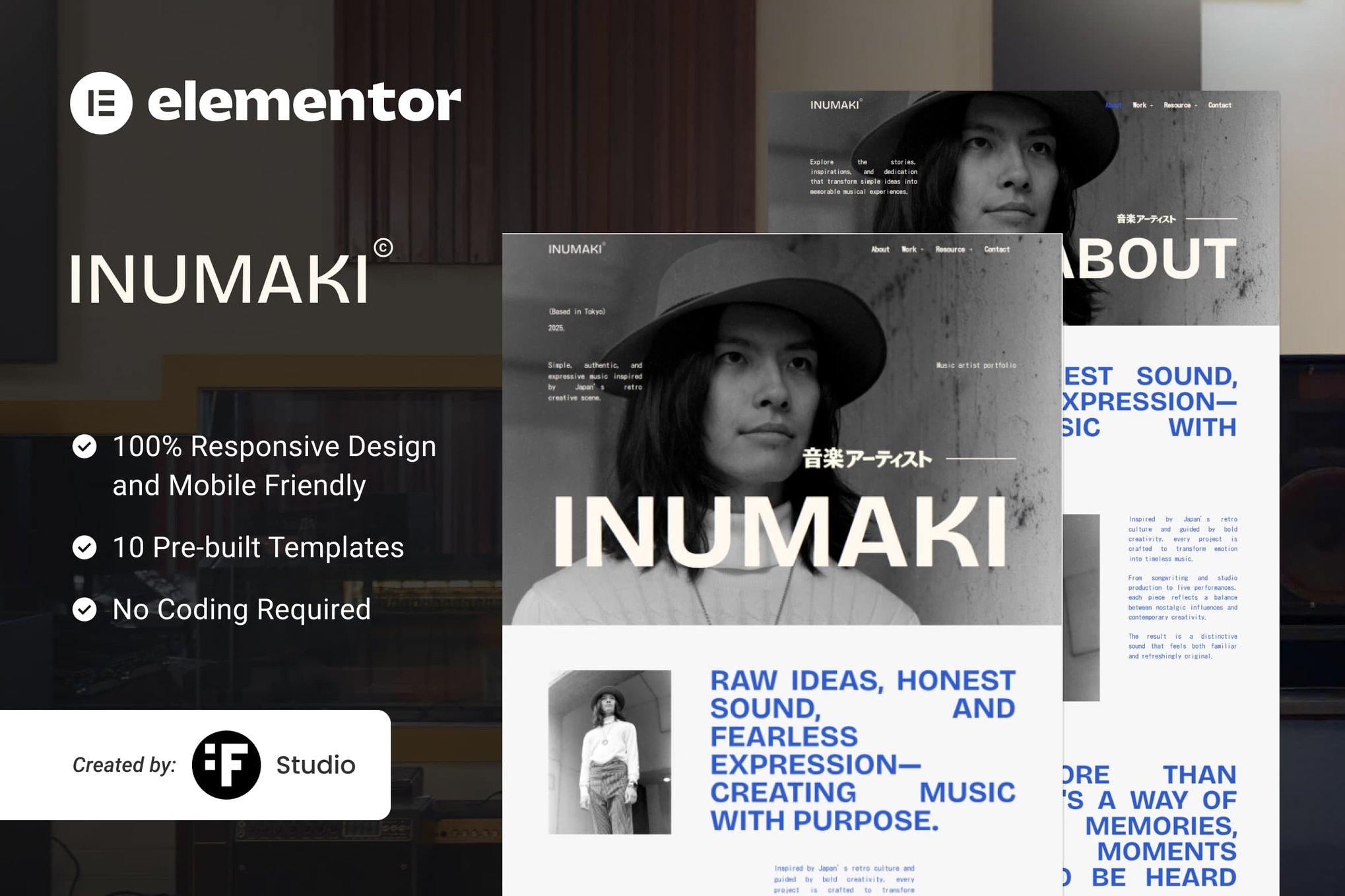 Inumaki – Music Artist Portfolio Elementor Template Kit