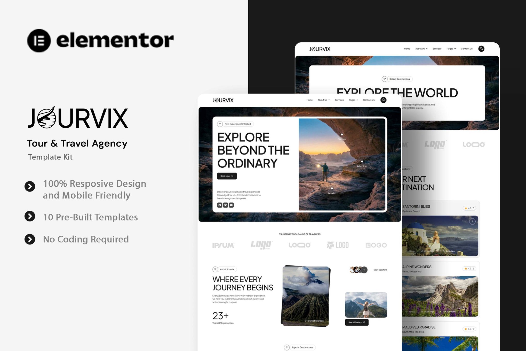 Jourvix – Tour & Travel Agency Elementor Template Kit