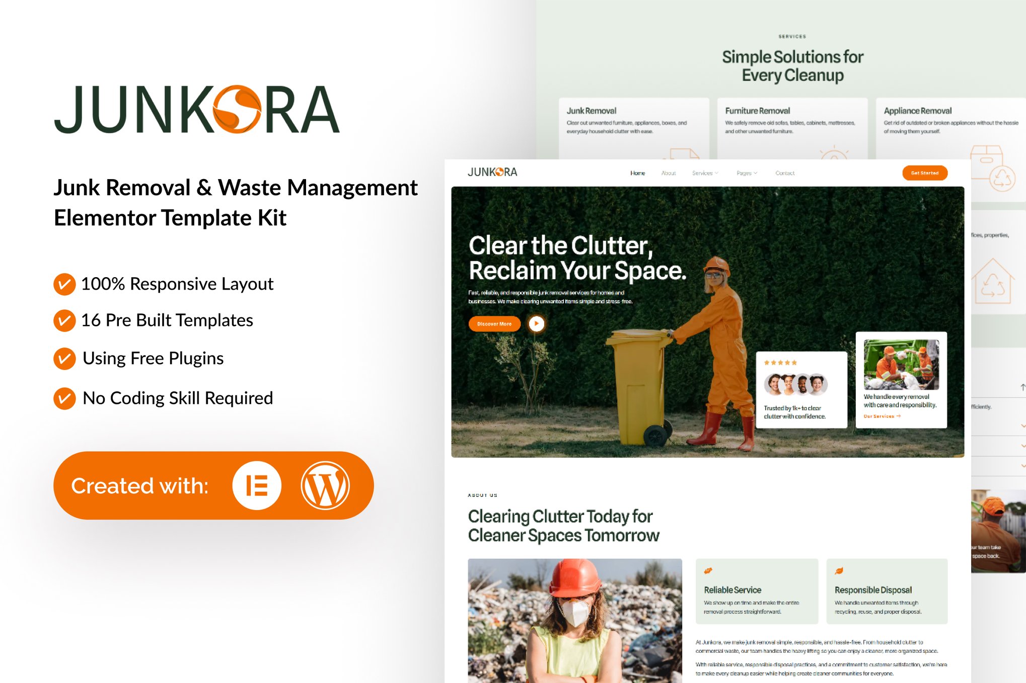 Junkora – Junk Removal & Waste Management Elementor Template Kit