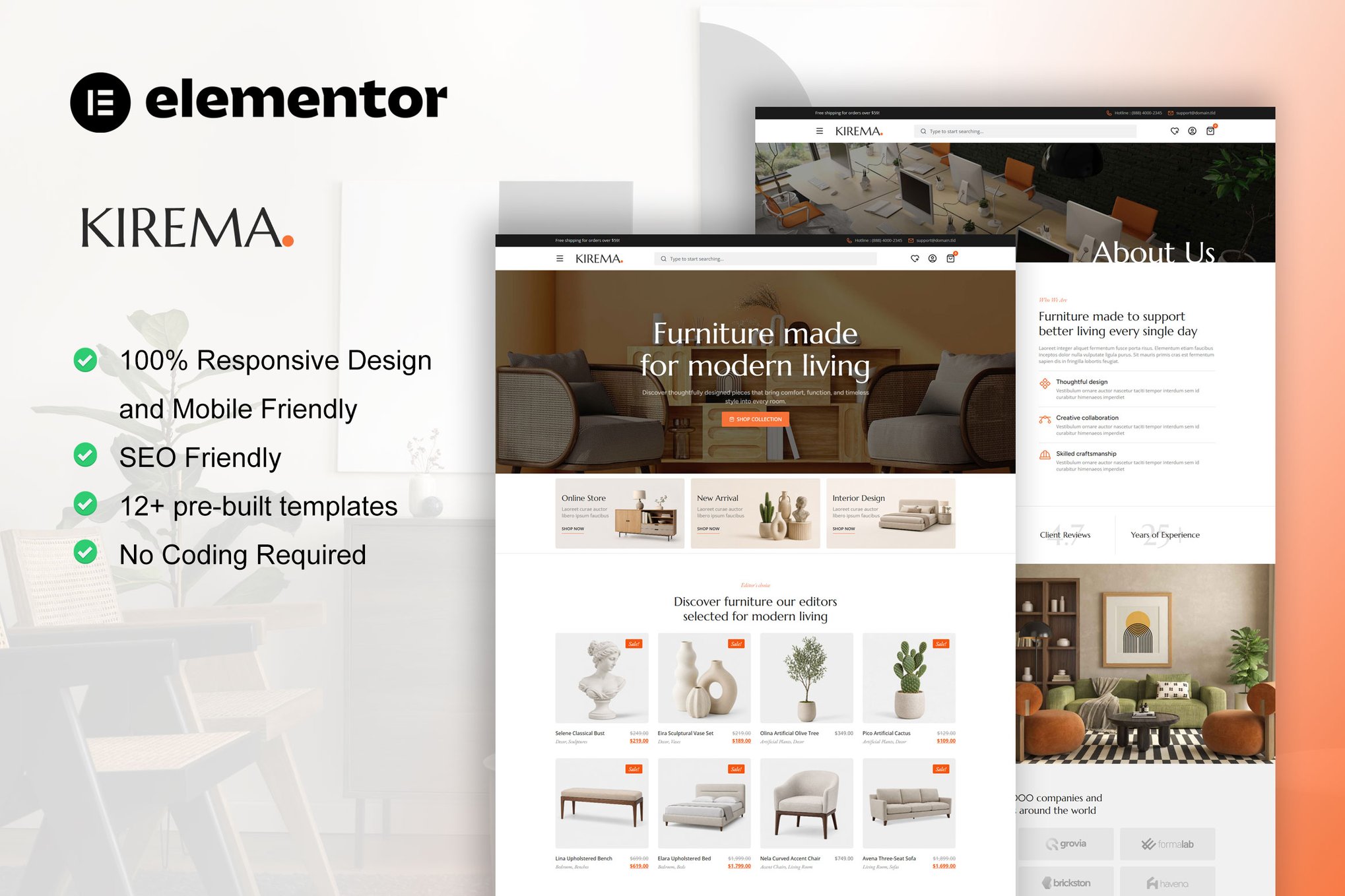 Kirema – Furniture Shop Elementor Pro Template Kit