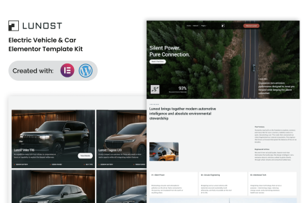 Lunost – Electric Vehicle Cars Elementor Template Kit