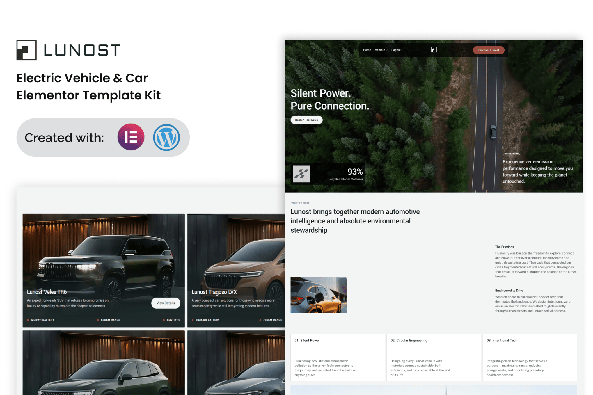 Lunost – Electric Vehicle Cars Elementor Template Kit