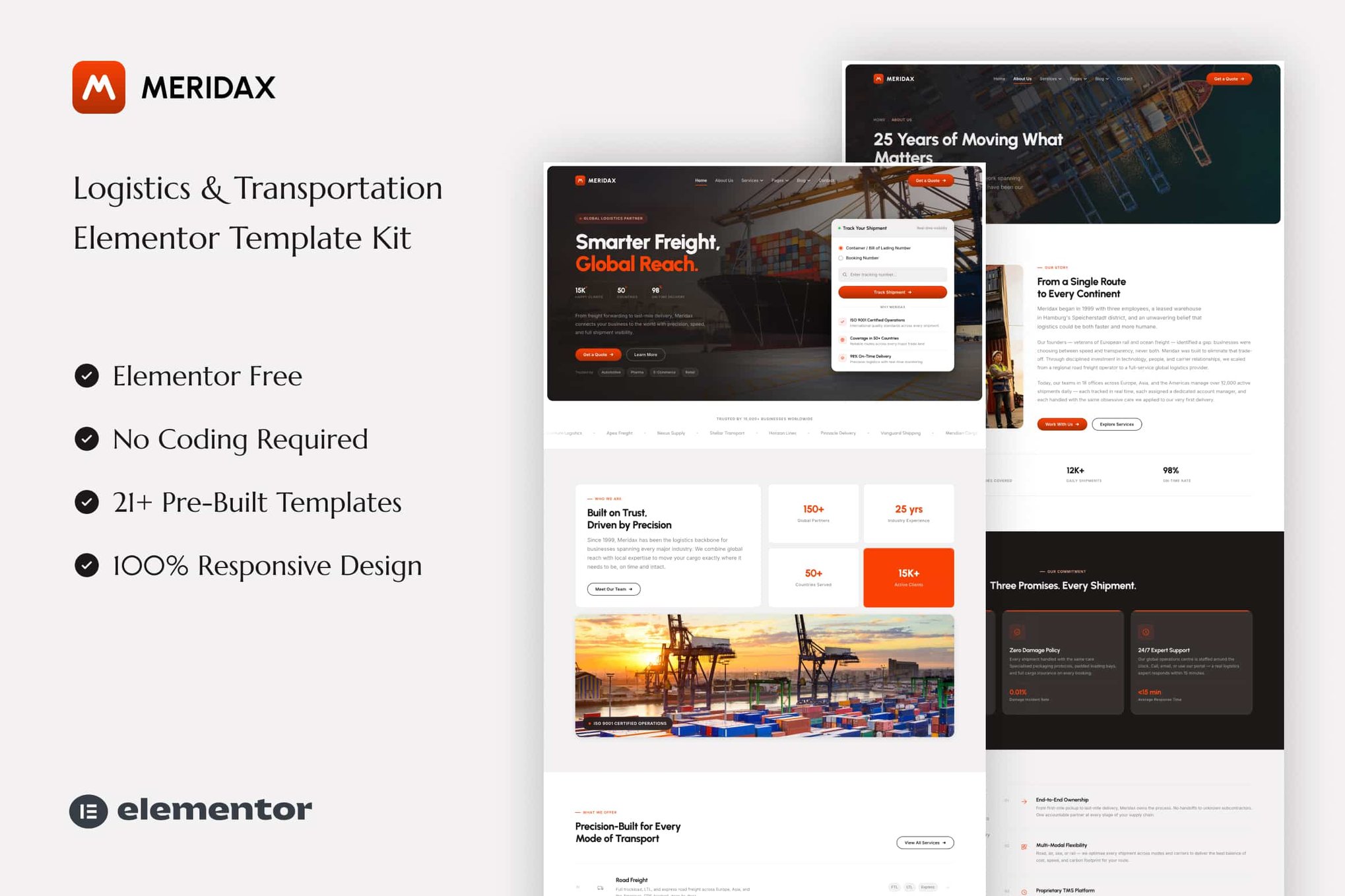 Meridax – Logistics & Transportation Elementor Template Kit