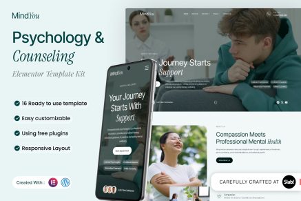 Mindyou – Psychology & Counseling Elementor Template Kit