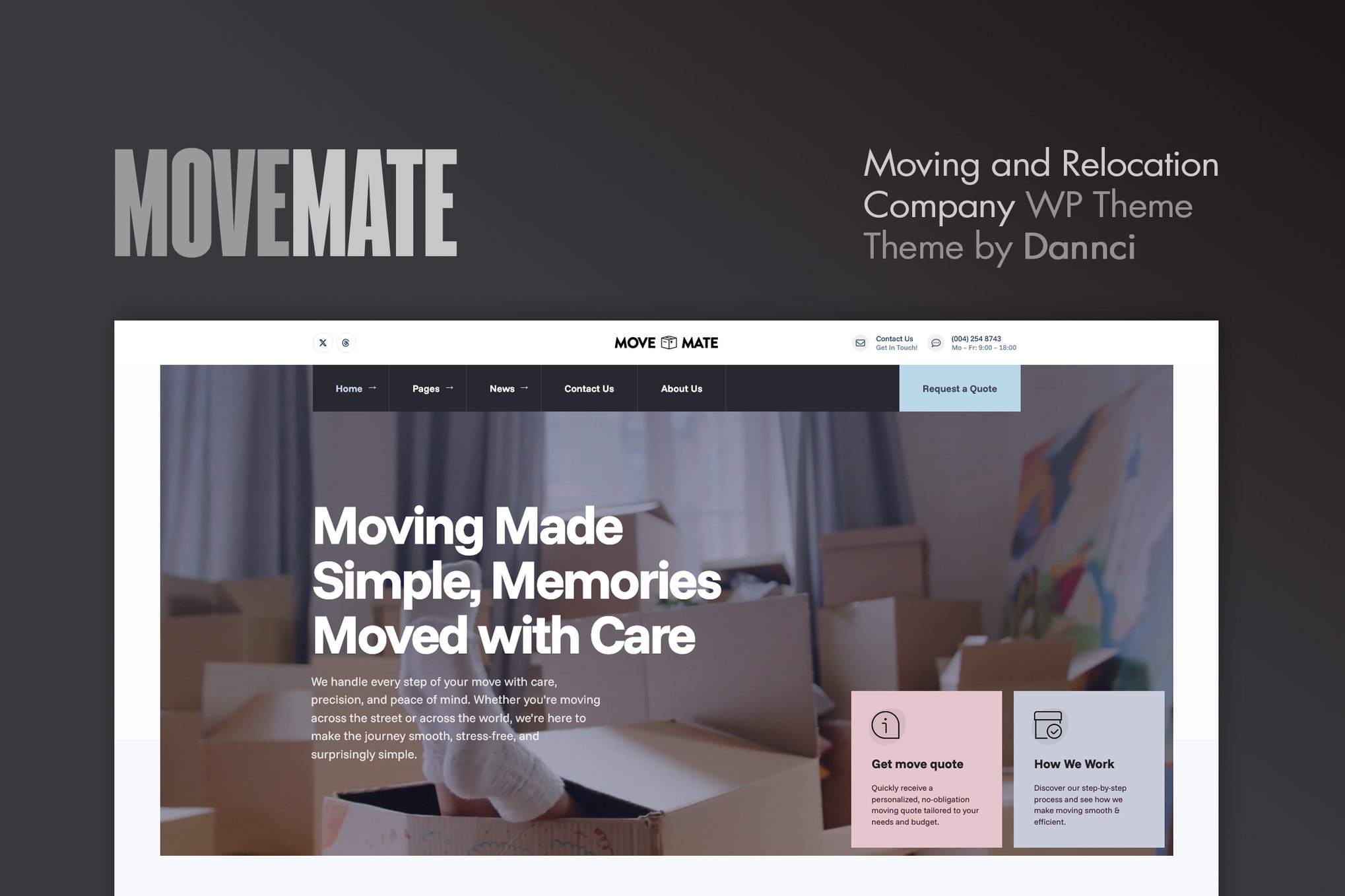 MoveMate – Moving Company WordPress Theme