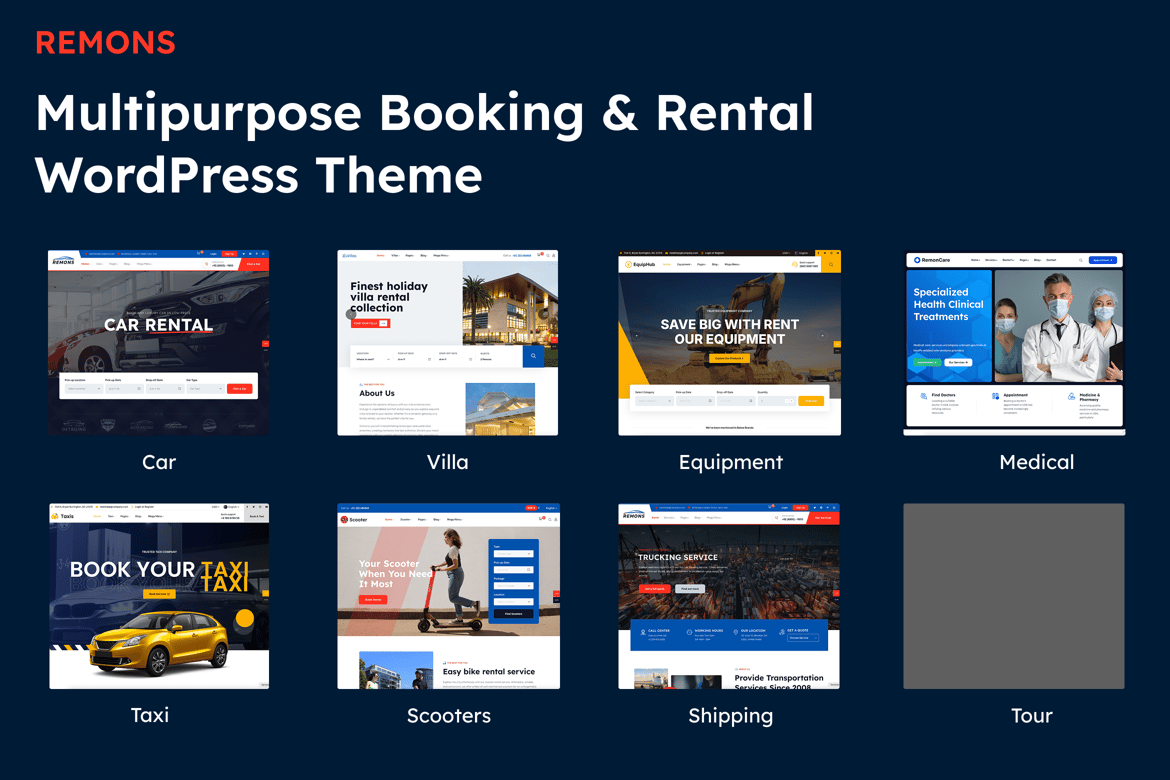 Multipurpose Booking & Rental WP Theme – Remons