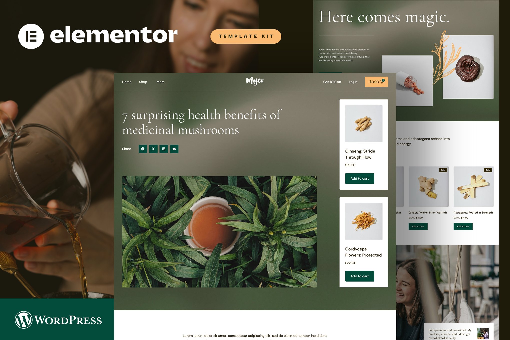 Myco – Medicinal Mushrooms & Adaptogens Shop Elementor Template Kit