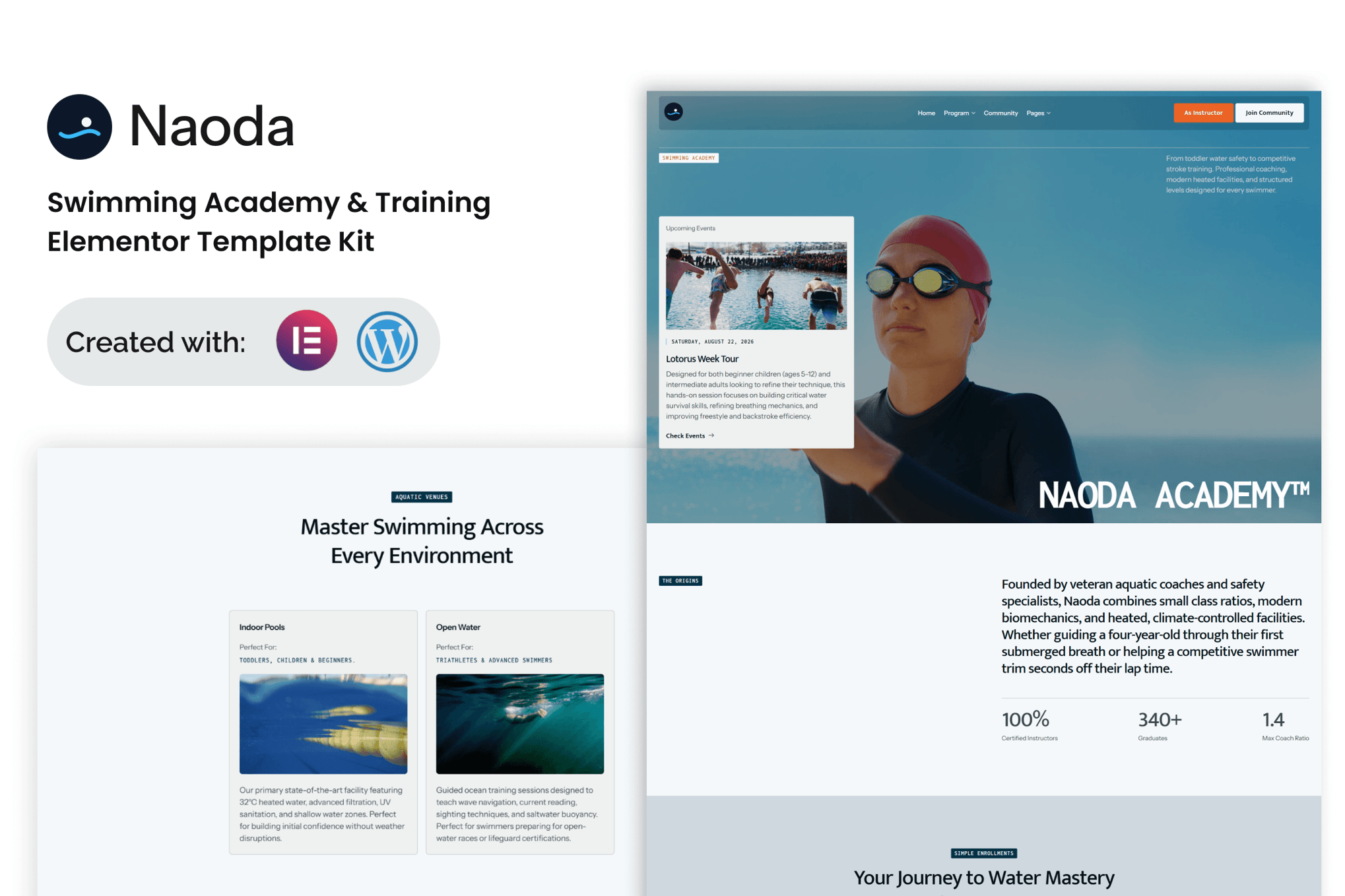 Naoda – Swimming Academy & Training Elementor Template Kit