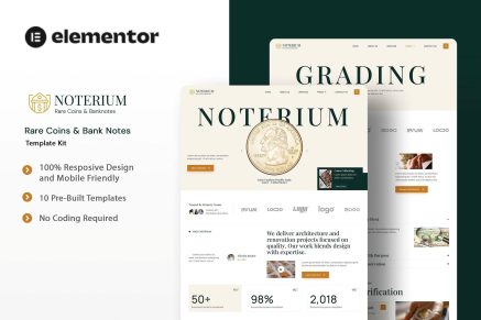 Noterium – Rare Coins & Bank Notes Elementor Template Kit