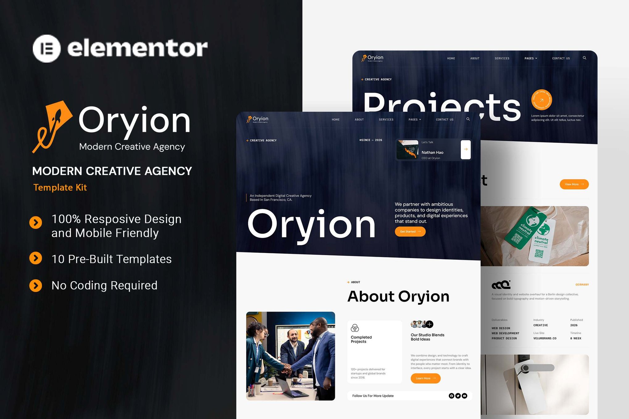 Oryion – Modern Creative Agency Elementor Template Kit