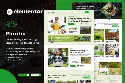 Plantix – Landscaping & Gardening Elementor Template Kit