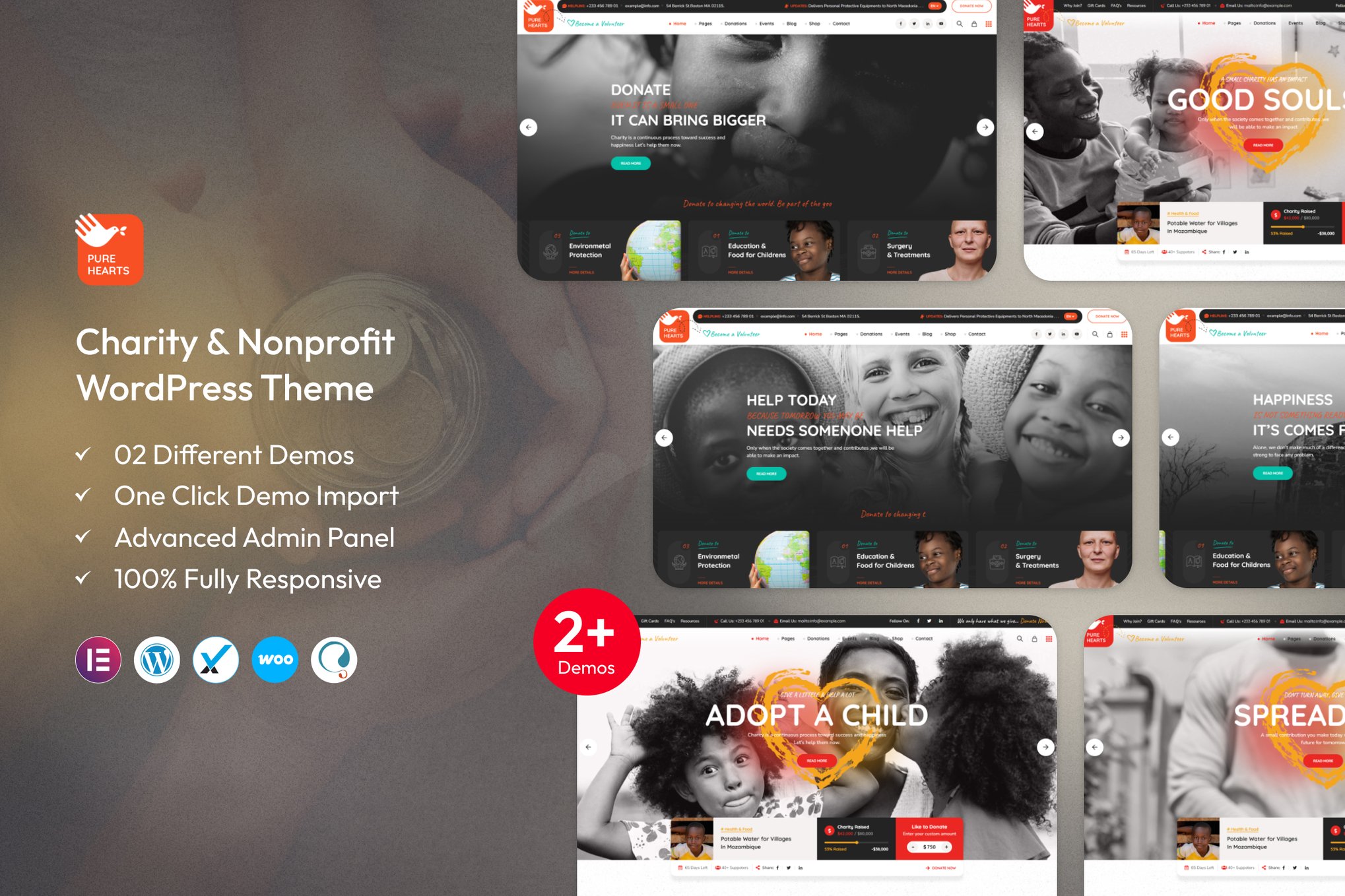 Pure Hearts – Charity & Nonprofit WordPress Theme