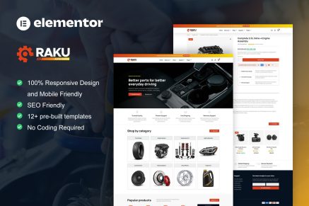 Raku – Auto Parts Shop Elementor Pro Template Kit