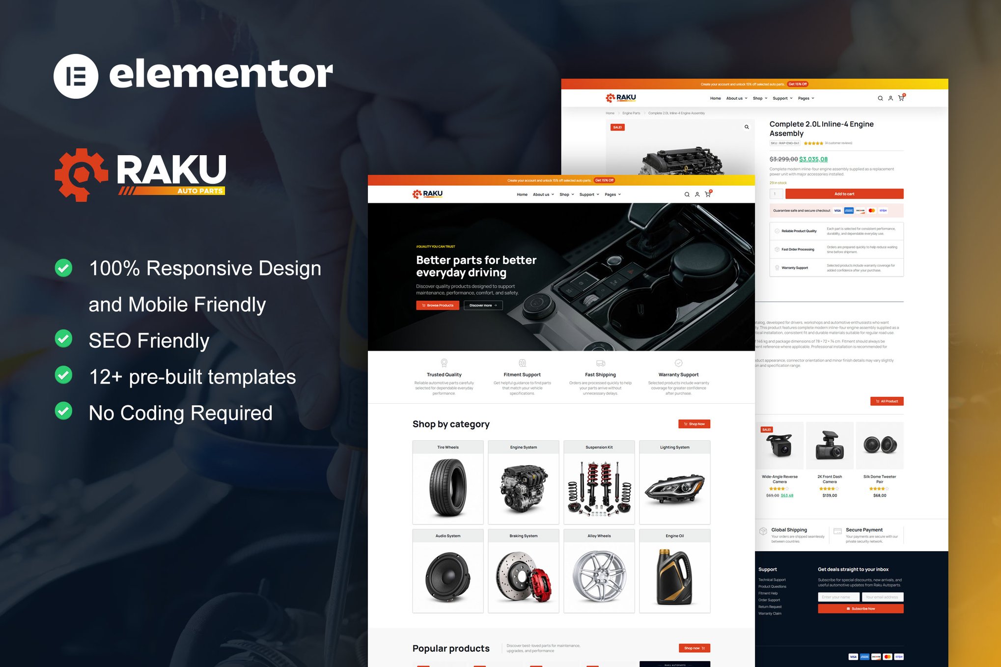 Raku – Auto Parts Shop Elementor Pro Template Kit