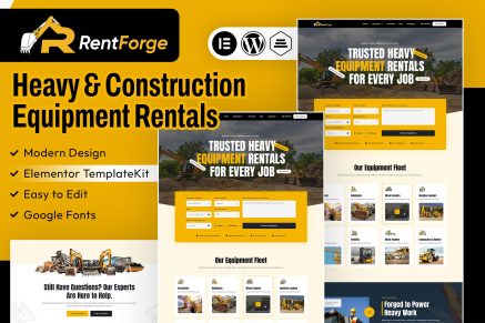 RentForge – Heavy & Construction Equipment Rental Elementor Template Kit
