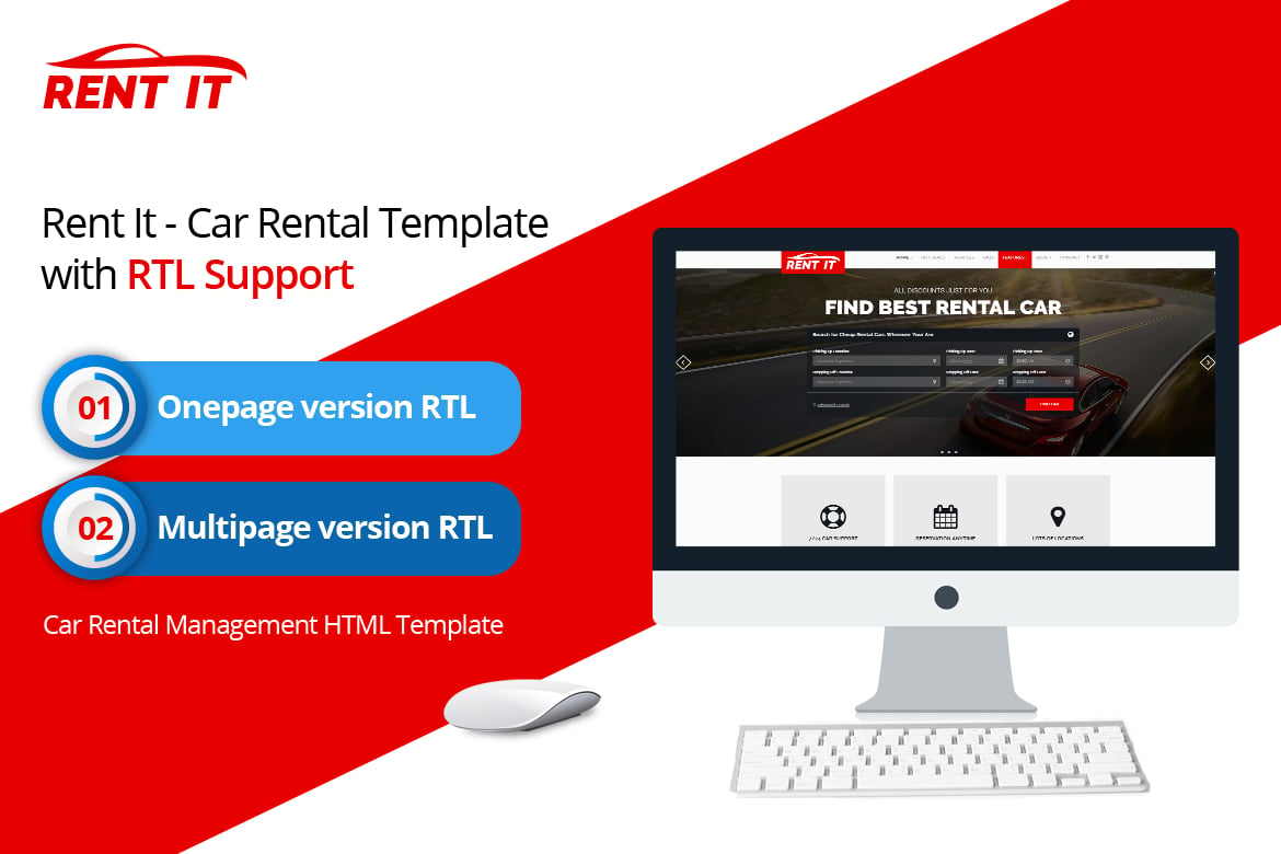 RentIt – Car Rental HTML Template with RTL Support