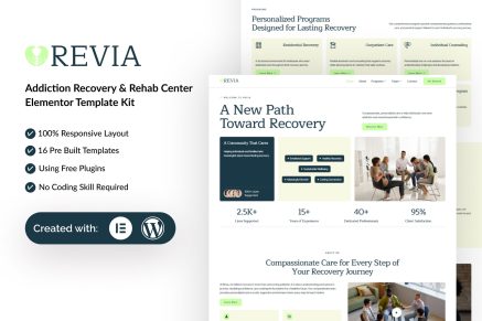 Revia – Addiction Recovery & Rehab Center Elementor Template Kit