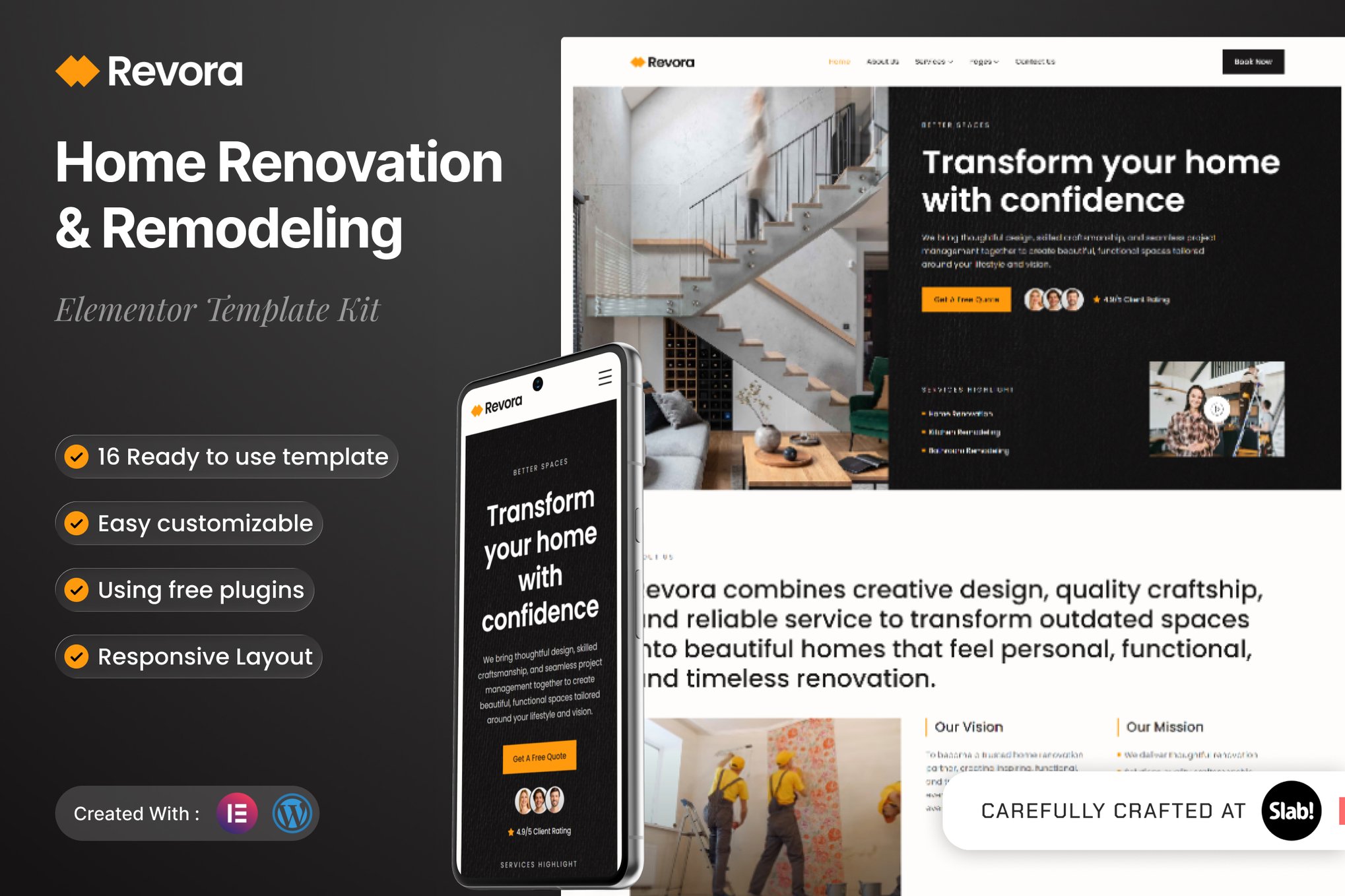 Revora – Home Renovation & Remodeling Elementor Template Kit