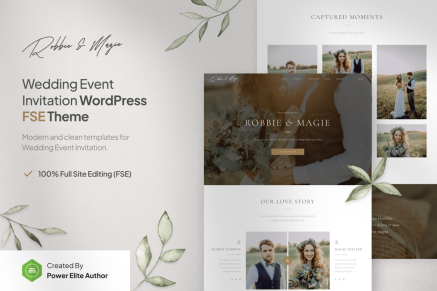 Robbie & Magie – Wedding Event Invitation WP Theme