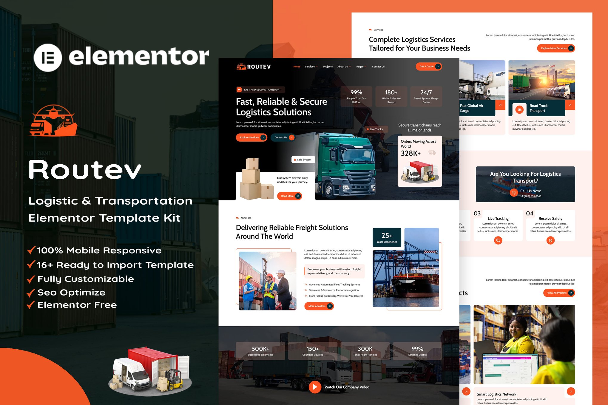 Routev – Logistics & Transportation Elementor Template Kit