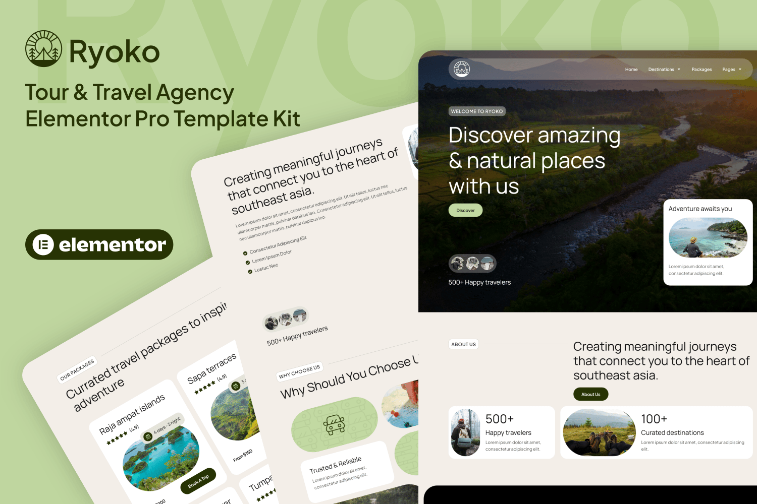 Ryoko – Tour & Travel Agency Elementor Pro Template Kit