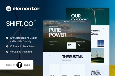 Shift Co – Solar Green Energy Elementor Template Kit