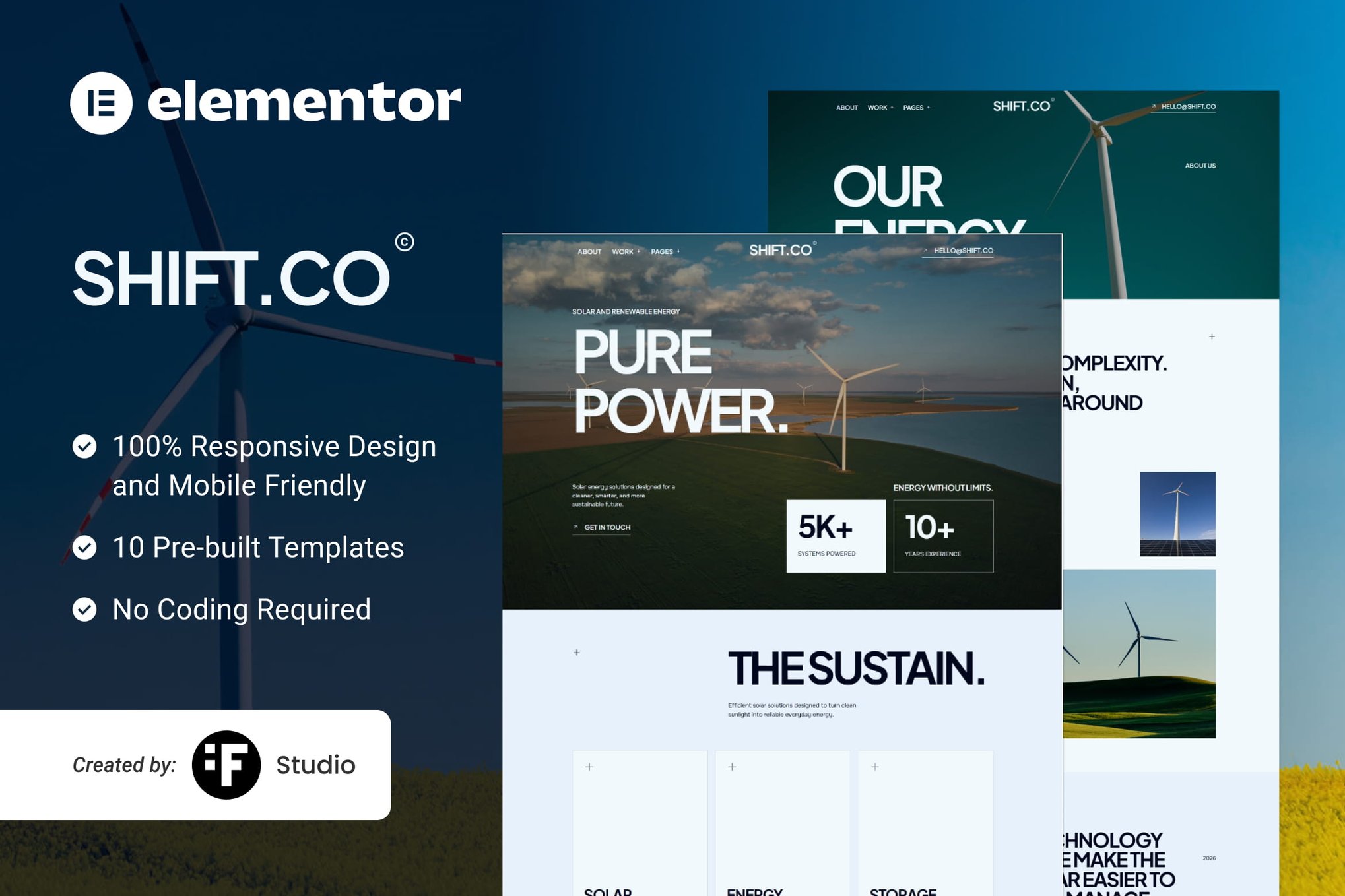 Shift Co – Solar Green Energy Elementor Template Kit