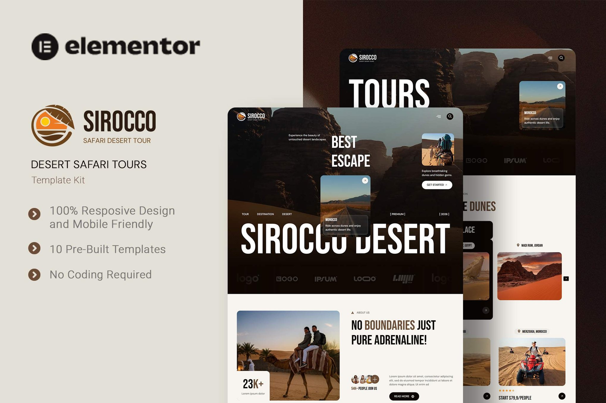 Sirocco – Desert Safari Tours Elementor Template Kit